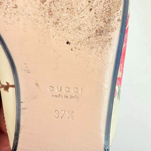 Gucci Ivory pink multicolor Floral Princetown Leather slide mules EU 37.5 US 7.5 - Picture 8 of 9